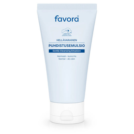Favora Hellävarainen Puhdistusemulsio 150 ml – hellävaraiseen meikin poistoon herkälle iholle, hajusteeton