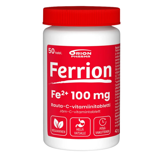 FERRION 100 mg tabletti 50 kpl vahva, pitkävaikutteinen rauta -ja C-vitamiinivalmiste