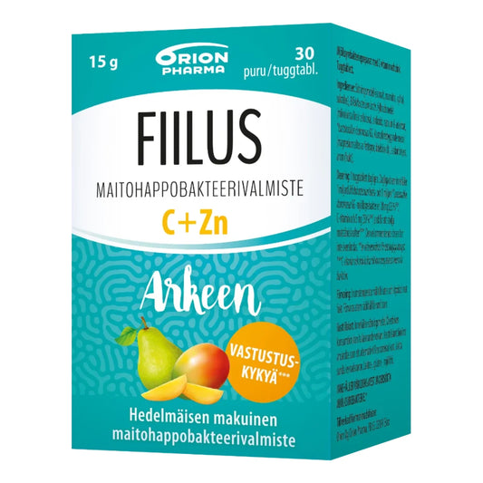 FIILUS Arkeen C + Zn hedelmäinen purutabletti 30 kpl maitohappobakteerivalmiste