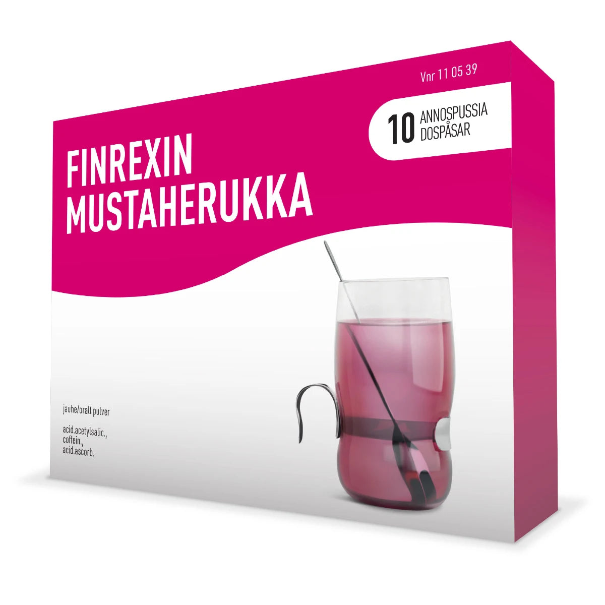 FINREXIN Mustaherukka jauhe annosjauhepusseissa kuumaan juomaa varten