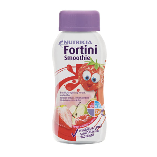 FORTINI Smoothie marja ja hedelmä 200 ml  käyttövalmis kliininen ravintovalmiste, joka on tarkoitettu yli 1-vuotiaille lapsille 