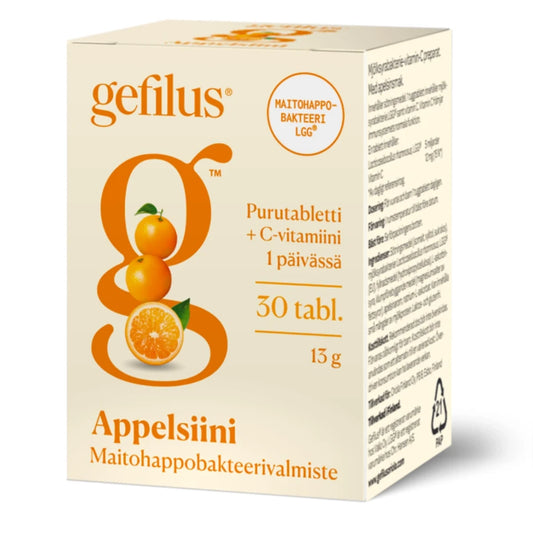GEFILUS Appelsiini purutabletti 30 kpl maitohappobakteerivalmiste