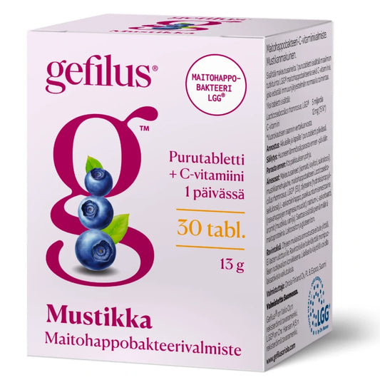 GEFILUS Mustikka purutabletti 30 kpl maitohappobakteerivalmiste