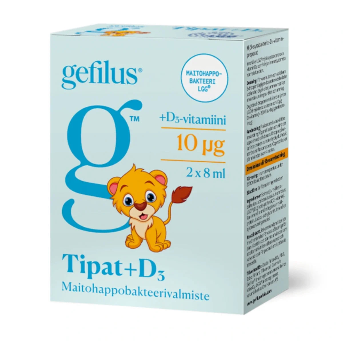 GEFILUS Tipat + D3 2x8 ml maitohappobakteerivalmiste