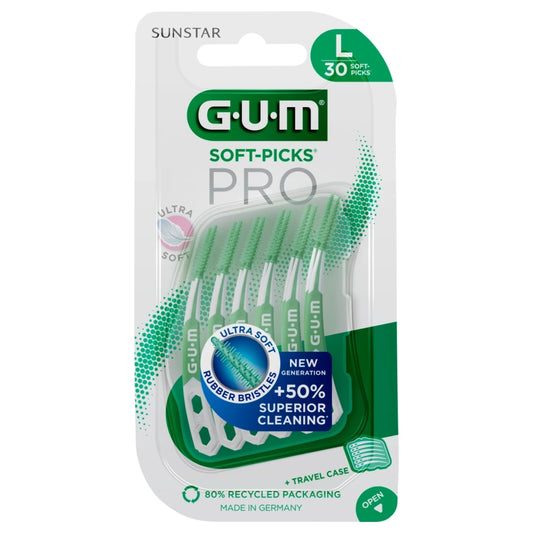 GUM Soft Picks-Pro Large harjatikut 30 kpl erittäin pehmeä hammasväliharja
