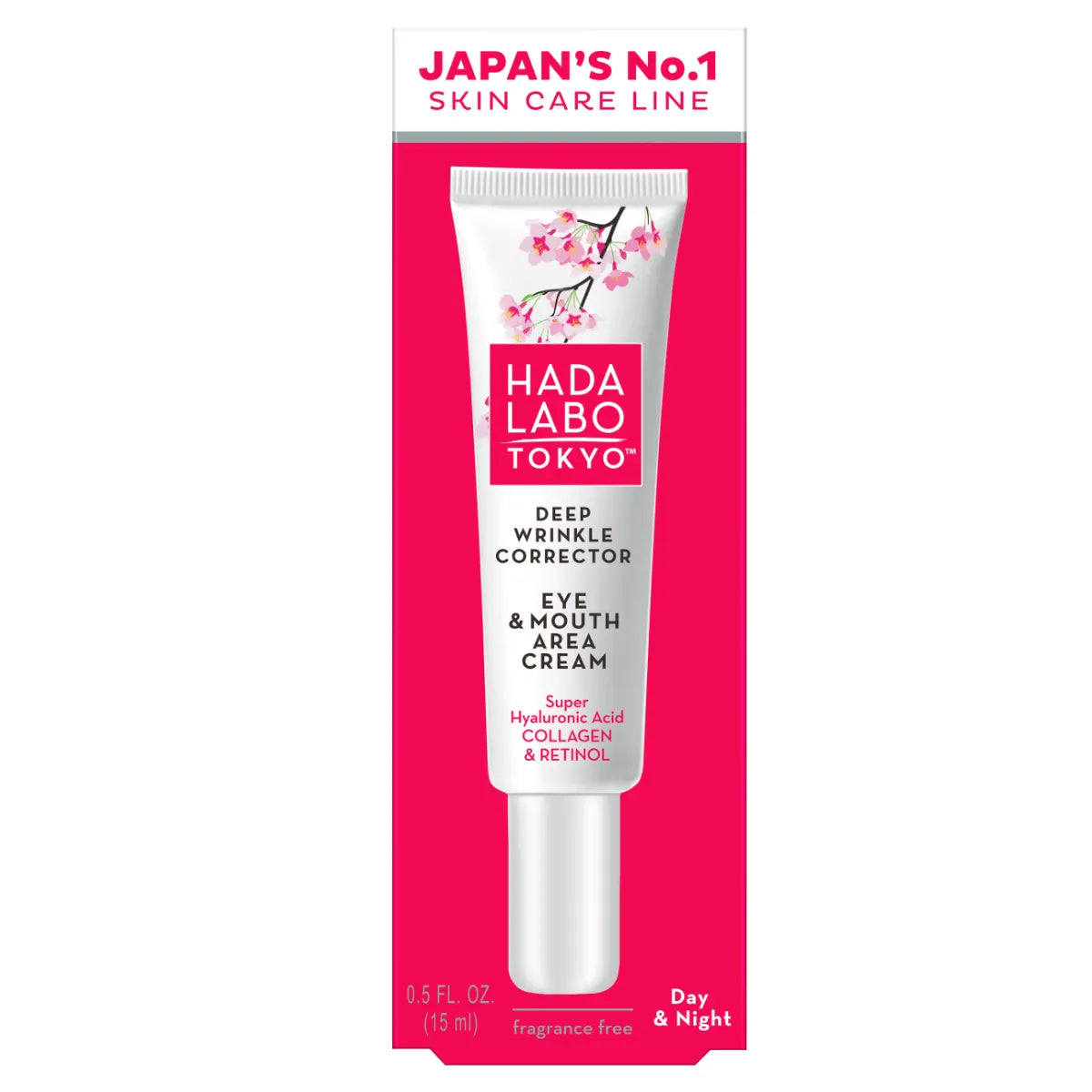 HADA Labo Tokyo Deep Wrinkle Corrector Eye & Mouth Area Cream 15 ml hajusteeton silmänympärysvoide