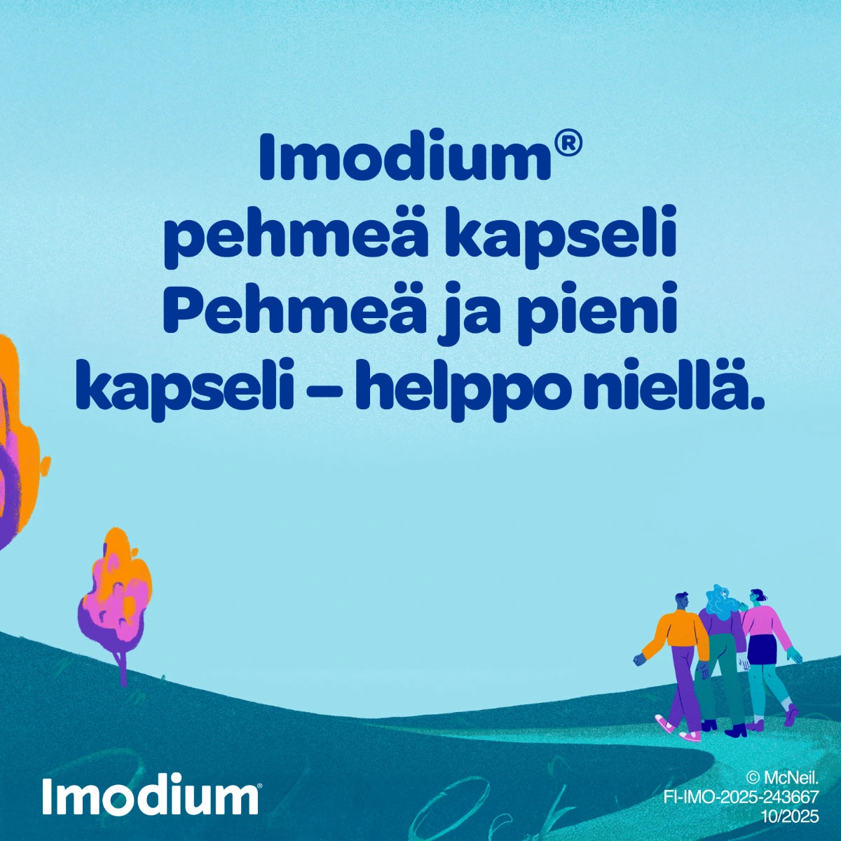 IMODIUM 2 mg kapseli, pehmeä 12 kpl pieni kapseli on helppo niellä
