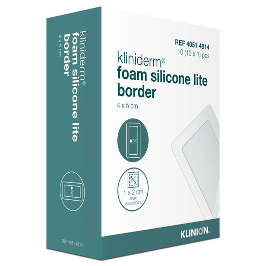Kliniderm Foam Silicone Lite Border kiinnittyvä sidos 4 x 5 cm 10 kpl