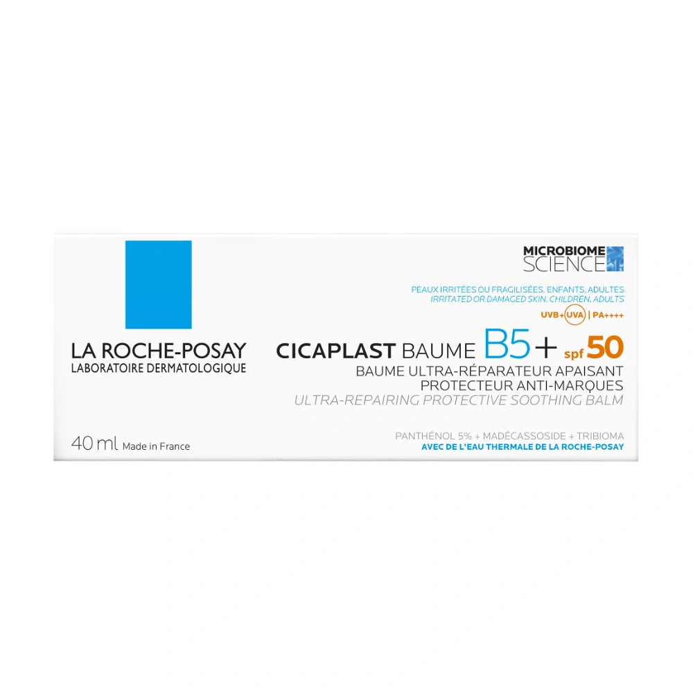LA ROCHE-POSAY Cicaplast Baume B5+ SPF50 aurinkosuojavoide 40 ml erityisesti ärtyneelle iholle dermatologisten käsittelyjen jälkeen