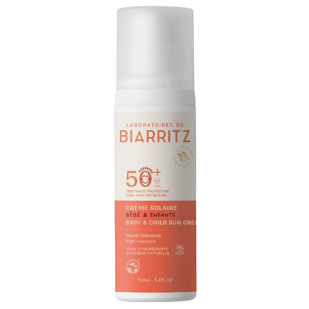 Laboratoires de Biarritz Baby &amp; Child Aurinkovoide SPF50+ 100 ml – Luonnollinen aurinkosuojavoide lasten herkälle iholle
