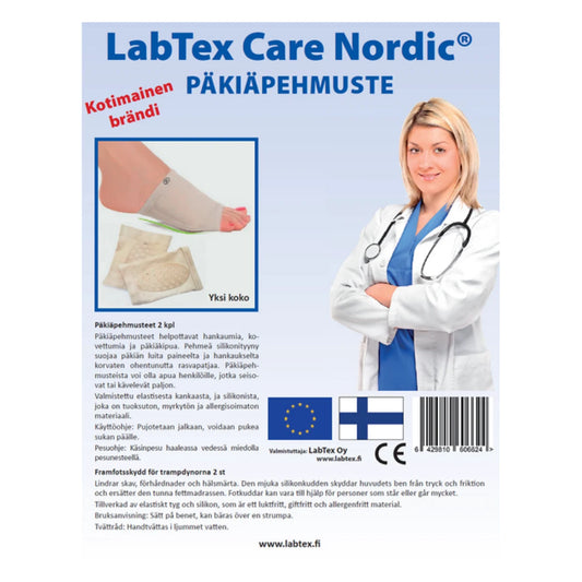LABTEX Care Nordic Päkiäpehmusteet 2 kpl helpottaa kovettumia ja suojaa päkiä paineelta