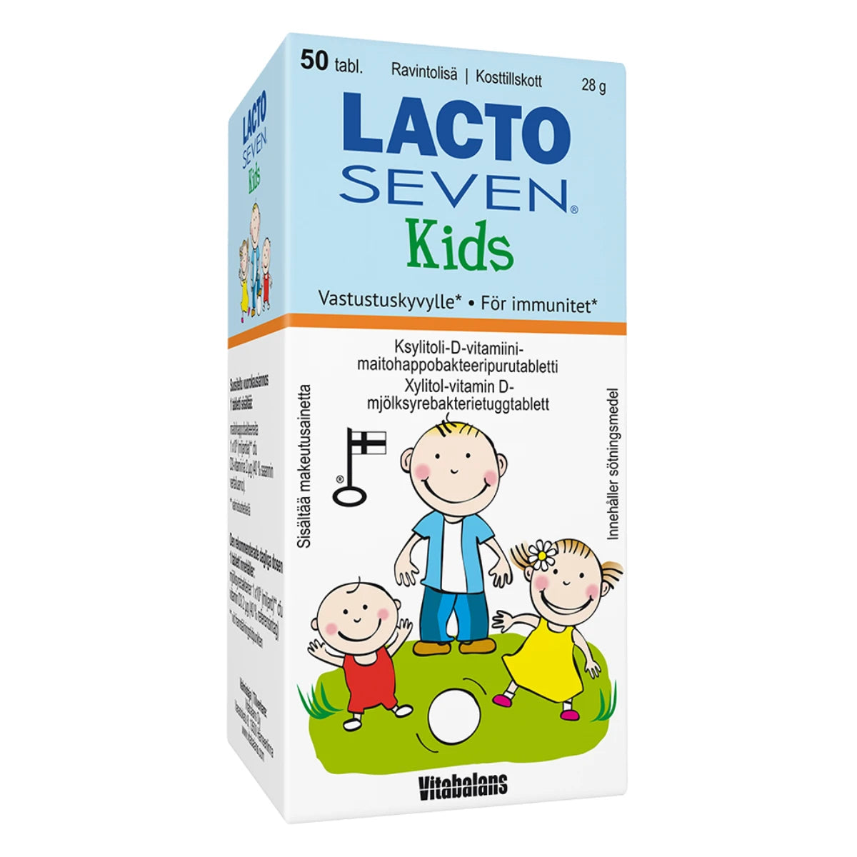 LACTO Seven Kids mansikka-vadelmanmakuinen maitohappobakteerivalmiste 50 tablettia