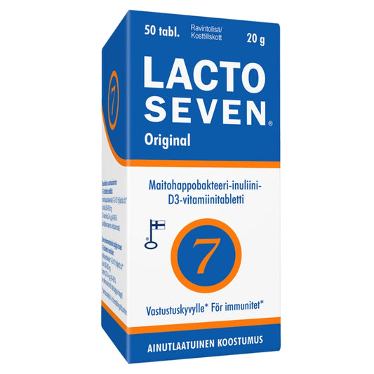 LACTO Seven tabletti 50 kpl maitohappobakteeri-inuliini-D3-vitamiinivalmiste