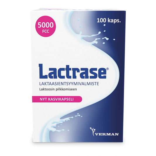 LACTRASE Laktaasientsyymi 5000 FCC kapseli 100 kpl laktoosin pilkkomiseen