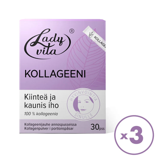 Ladyvita Kollageenijauhe 3x30 annospussia – kolme pakkausta edullisemmin