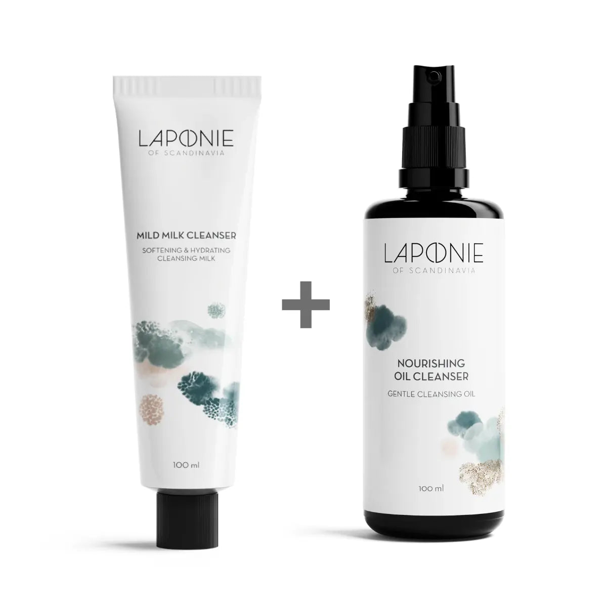 Laponie of Scandinavia Kaksoispuhdistussetti – Mild Milk Cleanser ja Nourishing Oil Cleanser