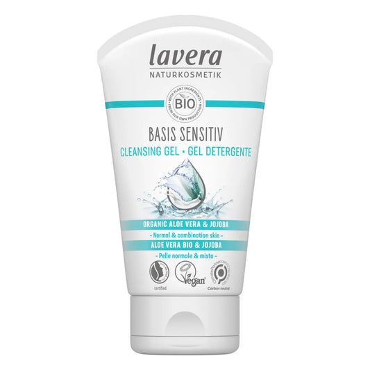 Lavera Basis Sensitiv Cleansing Gel 125 ml – Hellävarainen puhdistusgeeli rasvoittuvalle ja sekaiholle