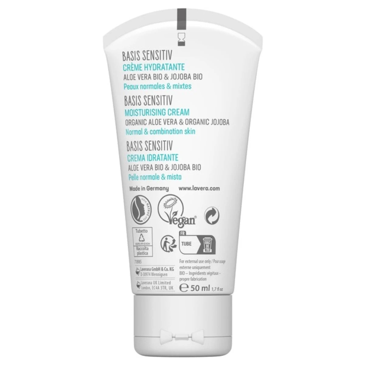 Lavera Basis Sensitiv Moisturising Cream 50 ml sisältää aloe veraa