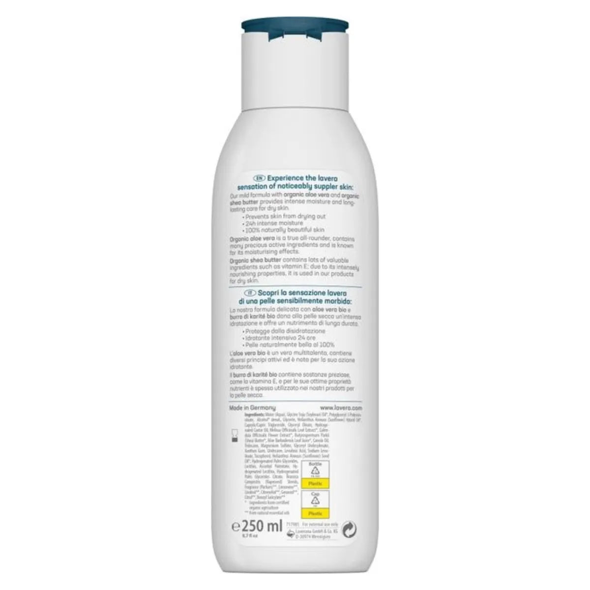 Lavera Basis Sensitiv Rich Body Lotion 250 ml – sisältää runsaasti E-vitamiinia ja aloe veraa