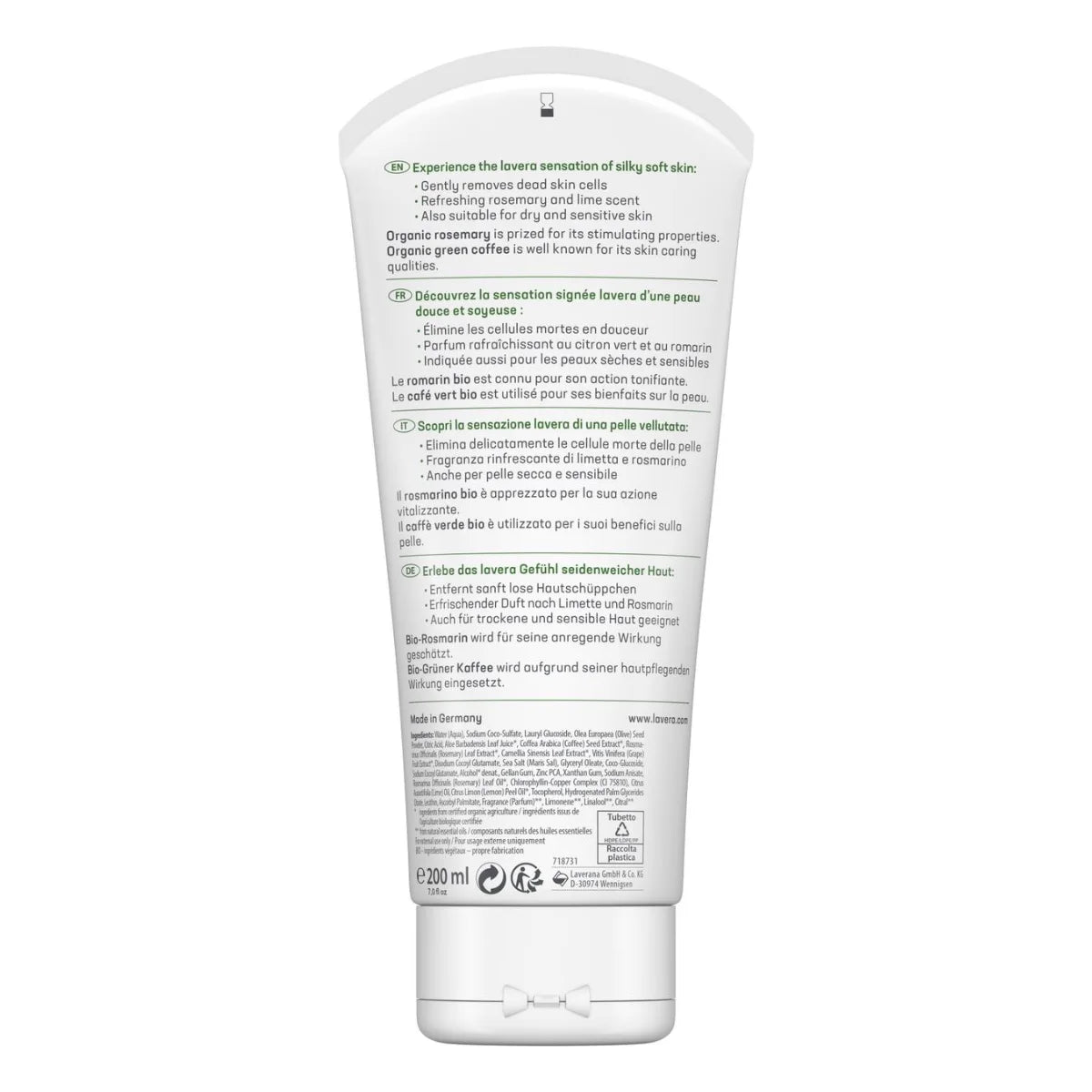 Lavera Body Scrub – Vartalonkuorinta 200 ml sopii myös herkälle iholle