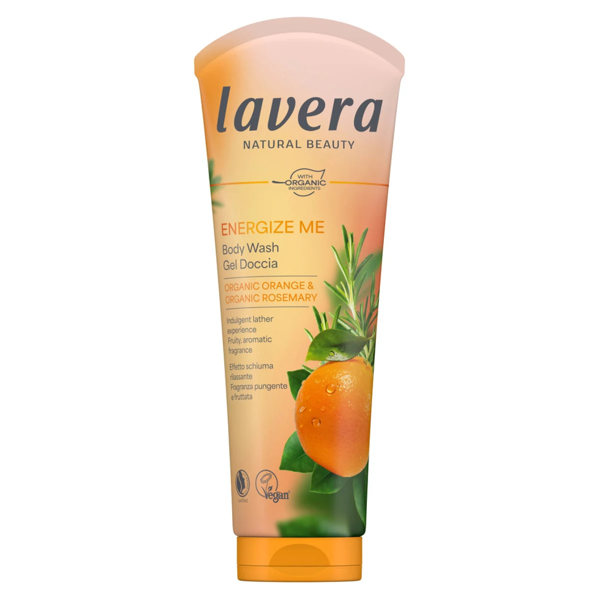 Lavera Body Wash Energize Me suihkugeeli 250 ml – virkistävä appelsiinin ja rosmariinin tuoksuinen suihkugeeli