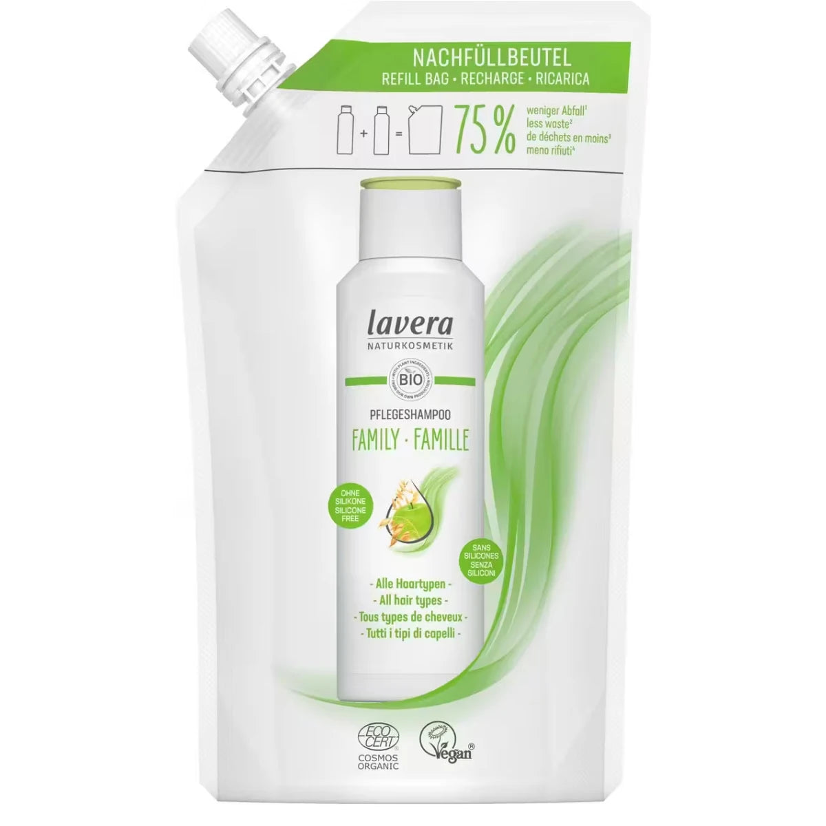 Lavera Family Shampoo täyttöpussi 500 ml – hellävarainen shampoo koko perheelle