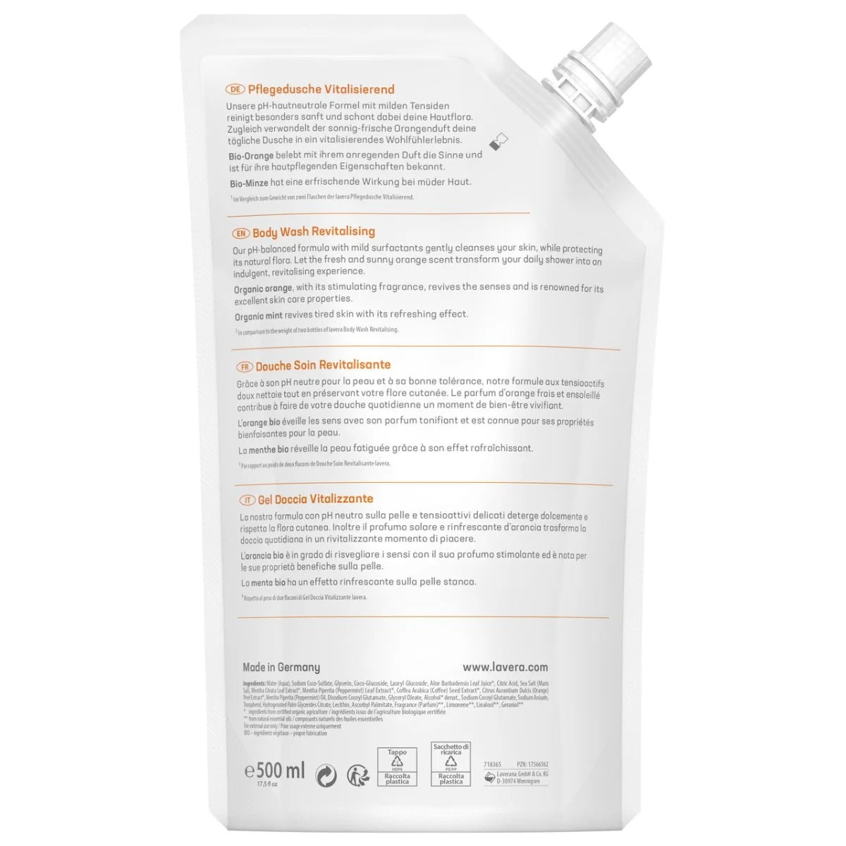 Lavera Refill Body Wash Revitalising 500 ml pakkaus