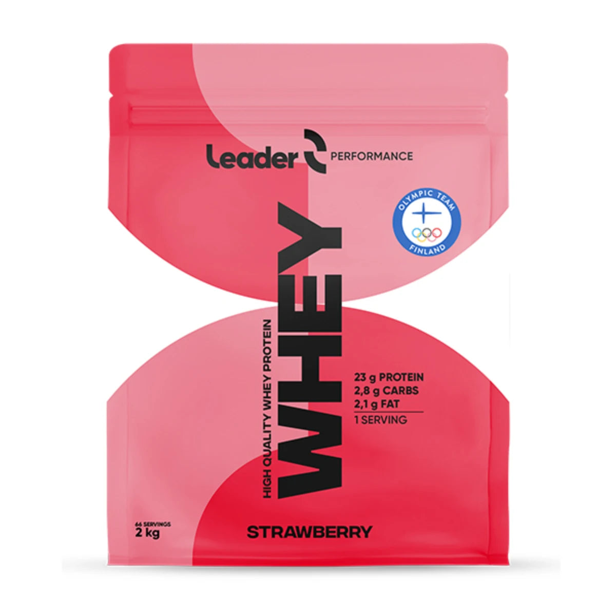 Leader Performance Whey Protein Strawberry 2 kg – Mansikanmakuinen heraproteiinijauhe lihasmassan tueksi