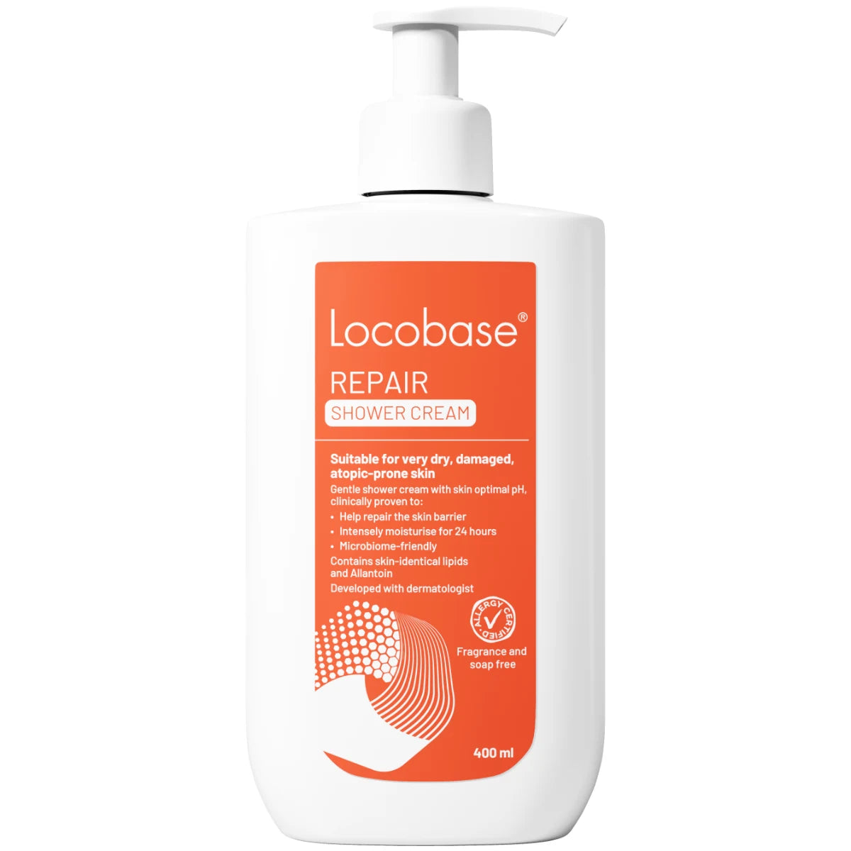 Locobase Repair Shower Cream 400 ml – kosteuttava pesuvoide kuivalle ja herkälle iholle