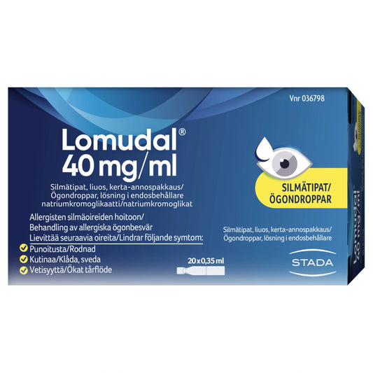LOMUDAL 40 mg/ml silmätipat, liuos, kerta-annospakkaus 20 kpl