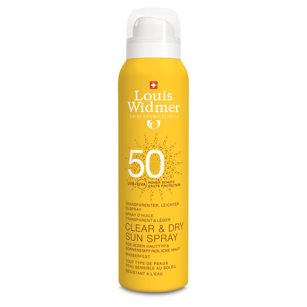 LOUIS WIDMER Clear & Dry Sun Spray SPF50 aurinkosuojasuihke 200 ml, hajustettu