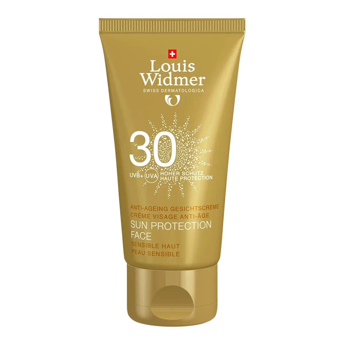 LOUIS WIDMER Sun Protection Face SPF30 hajusteeton 50 ml Kosteuttava, anti-aging aurinkovoide herkälle kasvojen iholle