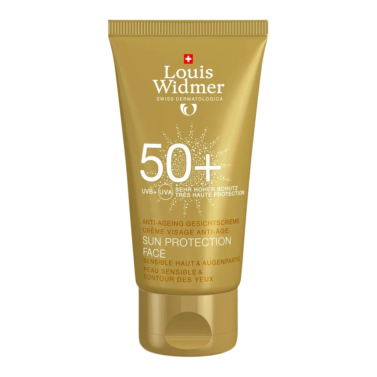 LOUIS WIDMER Sun Protection Face SPF50+ hajusteeton 50 ml anti-age vaikutuksella herkälle iholle