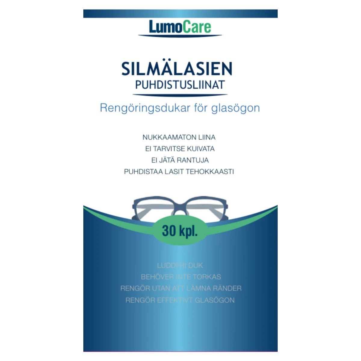 Lumocare Silmälasien puhdistuspyyhe – 30 kpl