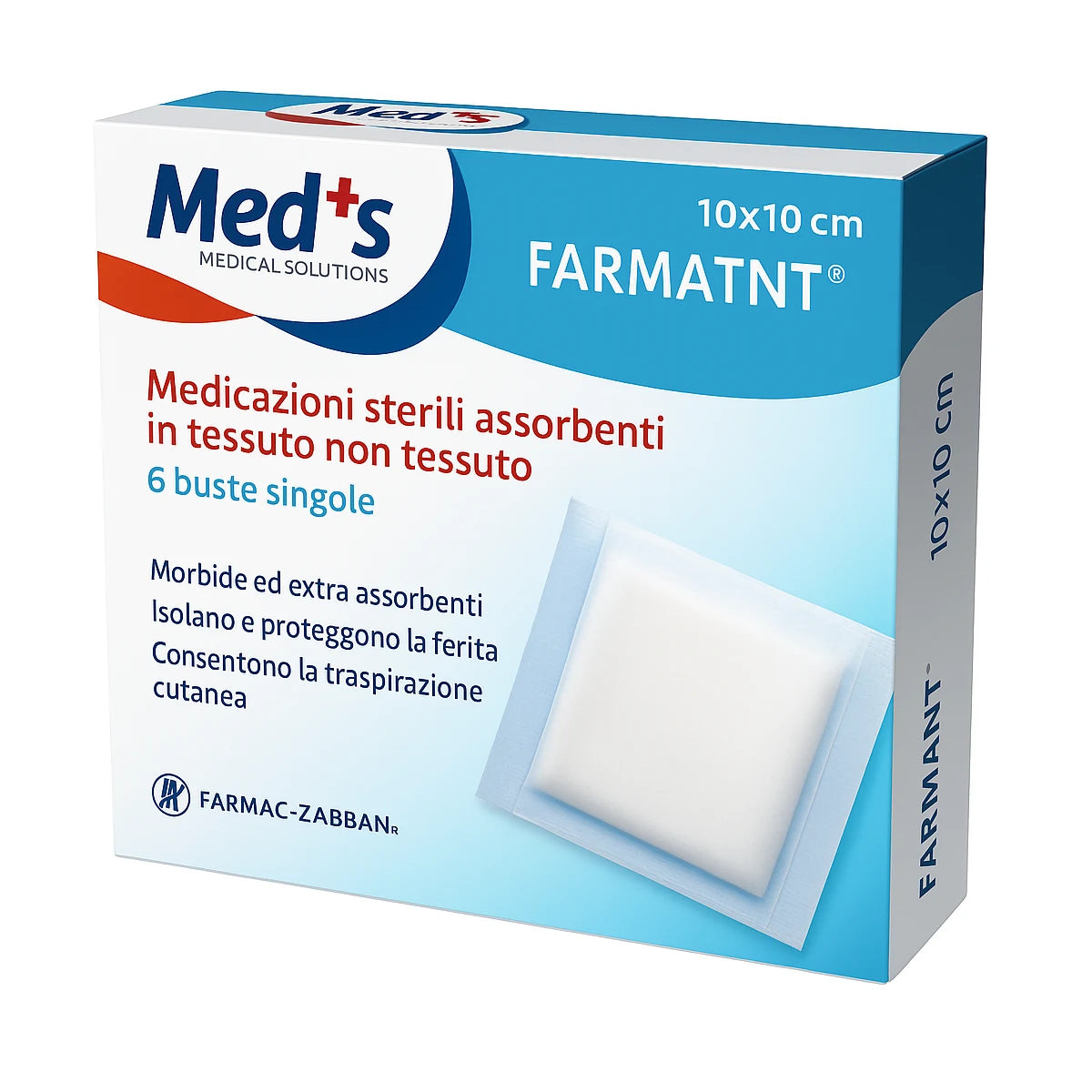 MEDS FARMATNT imevä sidos 10 x 10 cm, 6 kpl – Erittäin imukykyinen ja pehmeä steriili sidos haavan suojaamiseen