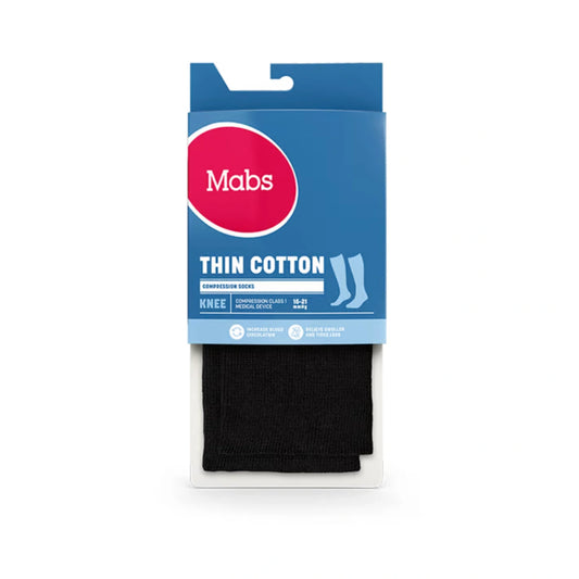 MABS Thin Cotton tukisukka musta, koko S ohuet ja mukavat puuvillaiset polvisukat
