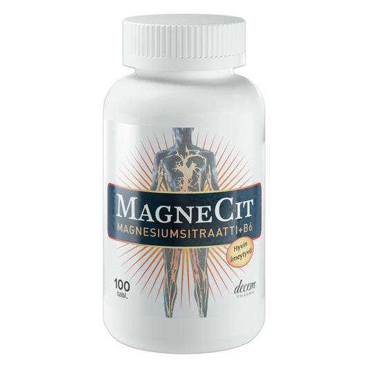 MAGNECIT Magnesiumsitraatti + B6 tabletti 100 kpl hyvin imeytyvä pieni tabletti