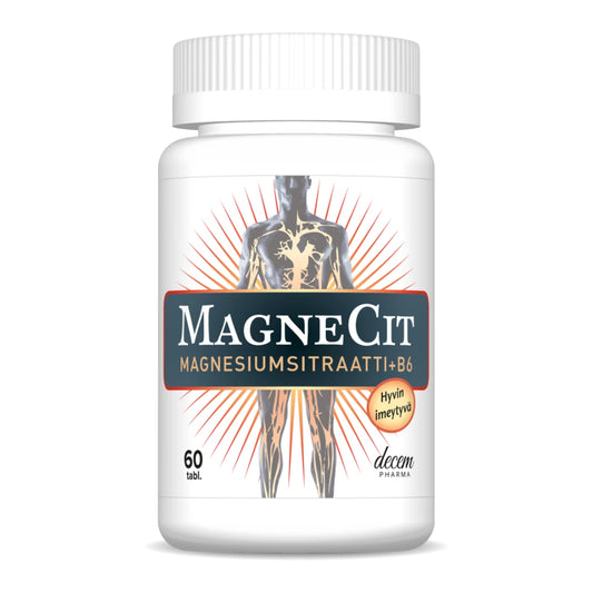 MAGNECIT Magnesiumsitraatti + B6 tabletti 60 kpl hyvin imeytyvä kalvopäällysteinen tabletti