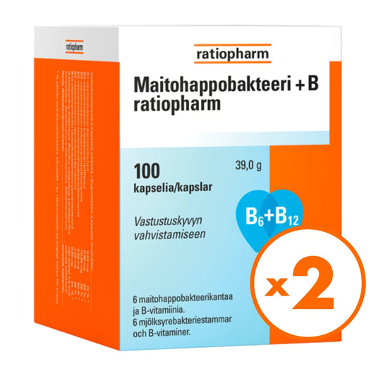 MAITOHAPPOBAKTEERI + B Ratiopharm kapseli 2x100 kpl