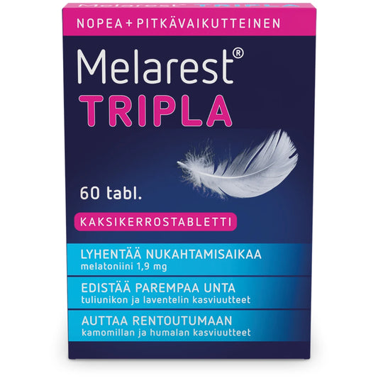 MELAREST Tripla tabletti 60 kpl kaksikerrostabletti lyhentämään nukahtamisaikaa