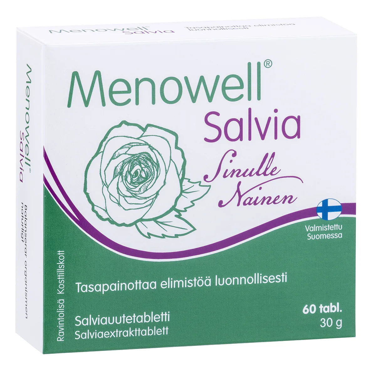 MENOWELL Salvia tabletti 60 kpl ravintolisä naisille tasapainottaa elimistöä luonnollisesti