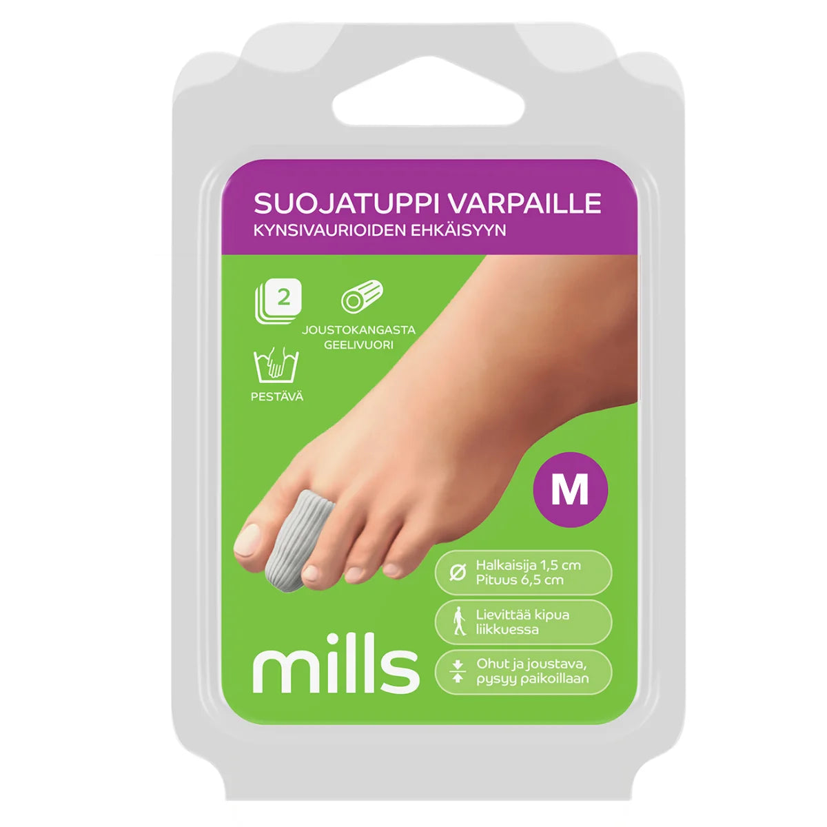 MILLS Suojatuppi varpaille koko M 2 kpl