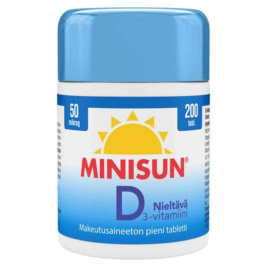 Minisun D-vitamiini Nieltävä 50 mikrog 200 tabl