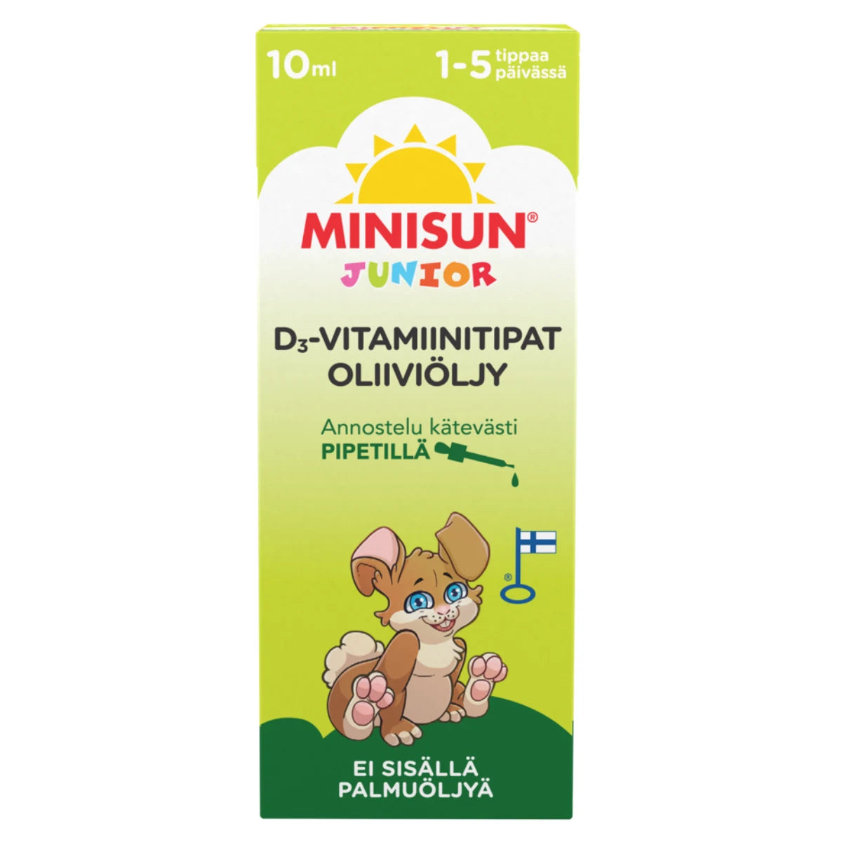 Minisun D-vitamiinioliiviöljytipat 10 ml pakkaus