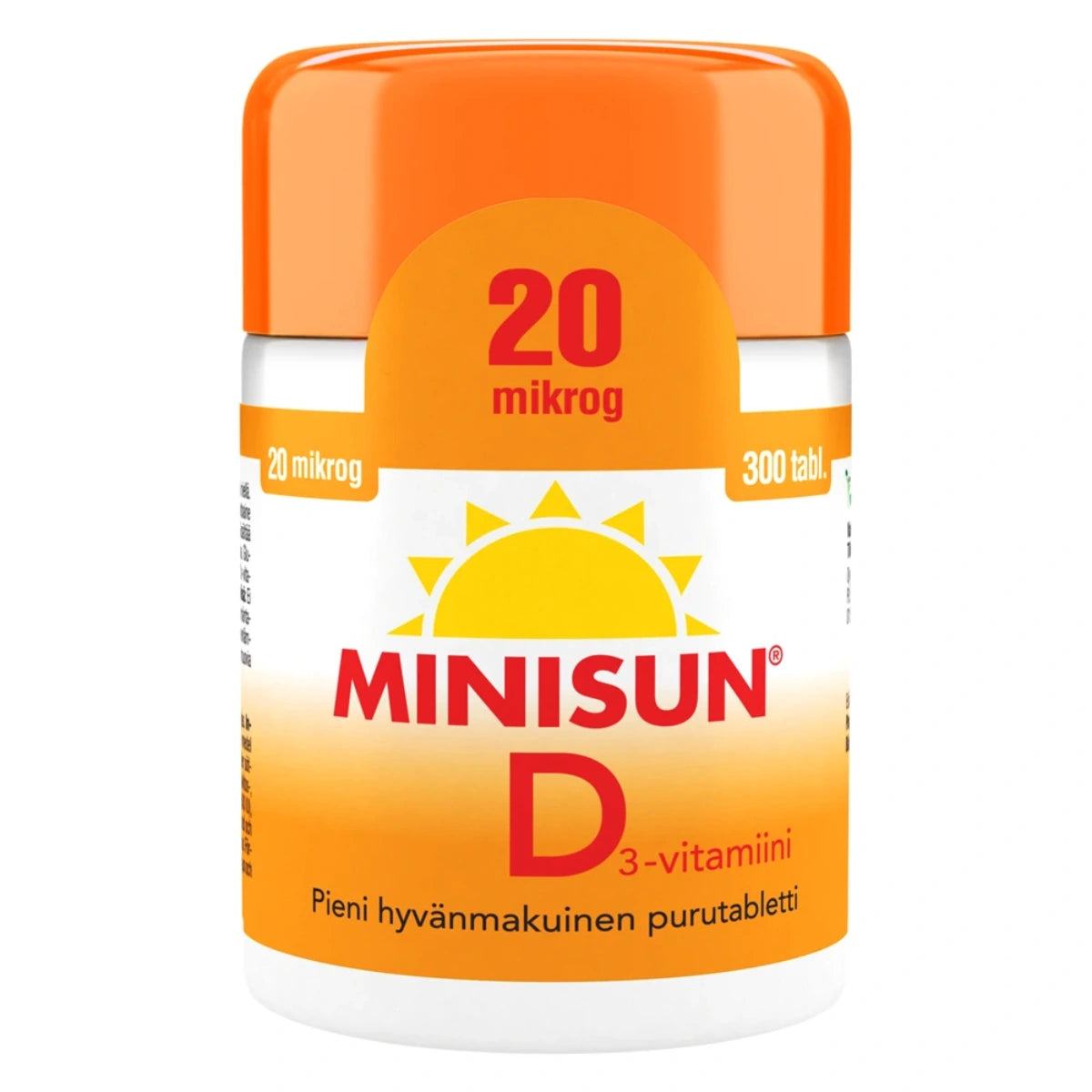 MINISUN D3-vitamiini 20 mikrog purutabletti 300 kpl pieni ja hyvänmakuinen purutabletti