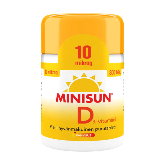 MINISUN D3-vitamiini 10 mikrog purutabletti 300 kpl hyvin imeytyvän tabletin voi niellä tai pureskella