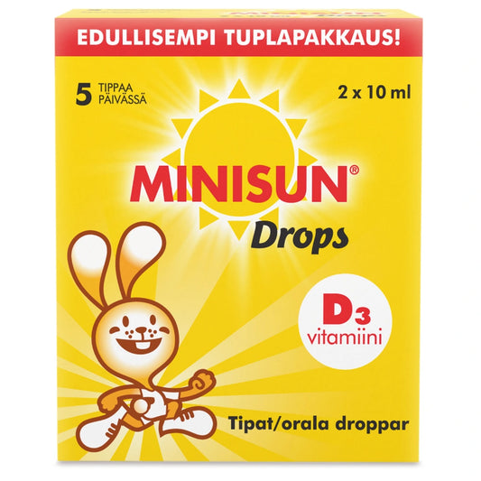 MINISUN Drops D-vitamiinitippa 2x10 ml edullisempi tuplapakkaus