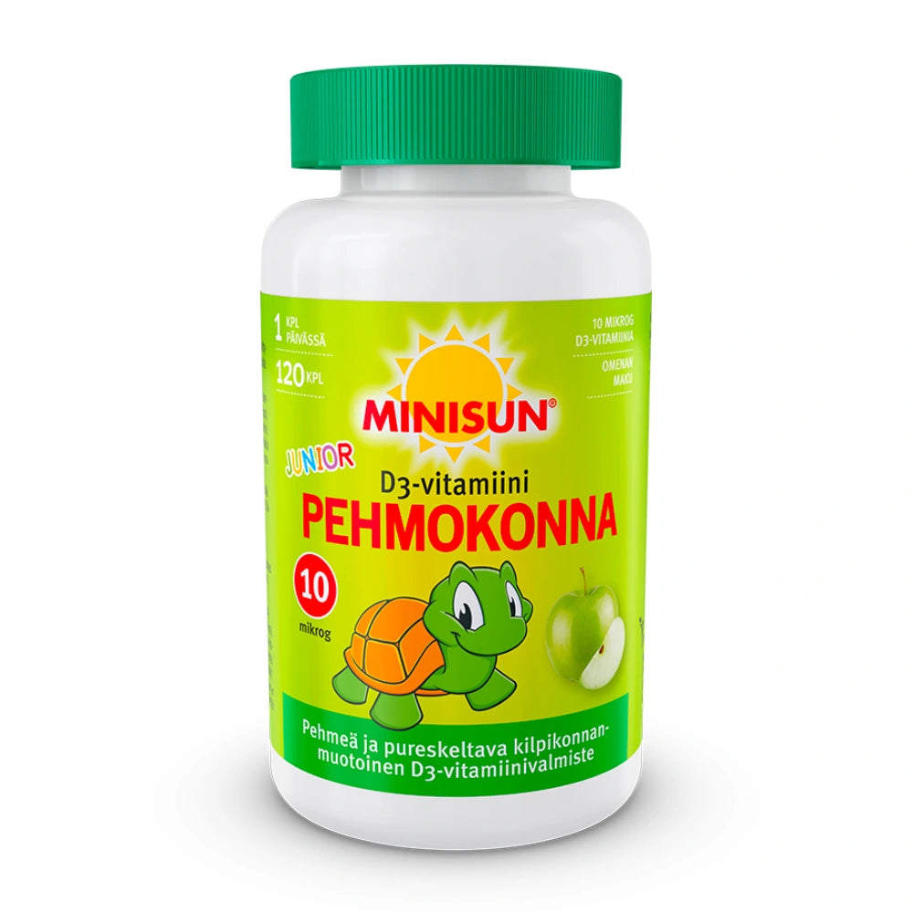 MINISUN Junior Pehmokonna D3-vitamiini omena 120 kpl