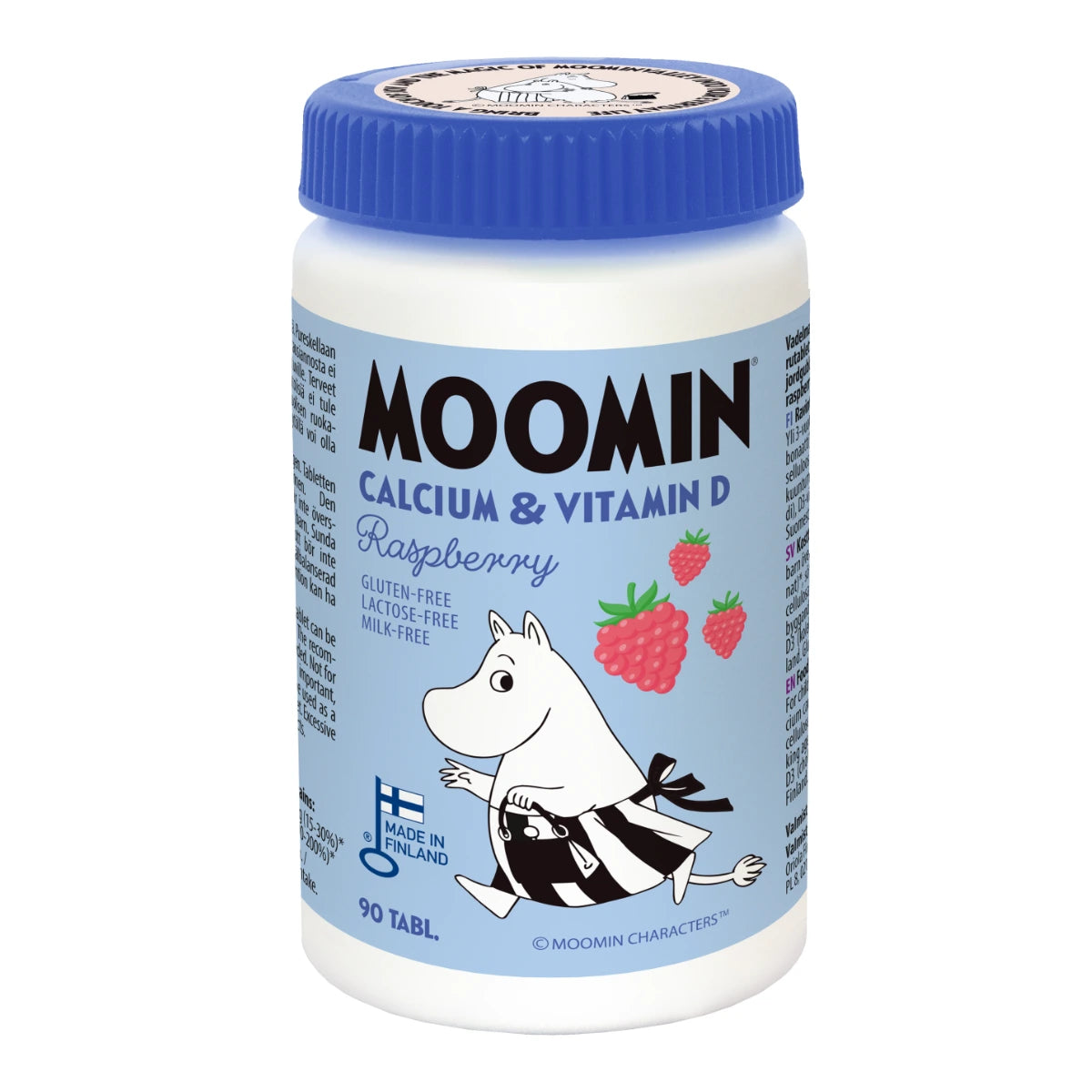 Moomin® Kalsium & D-vitamiini vadelma purutabletti 90 kpl