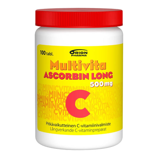 MULTIVITA Ascorbin Long 500 mg tabletti 100 kpl pitkävaikutteinen nieltävä C-vitamiinitabletti